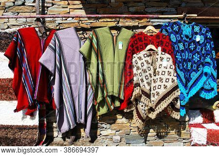 Trevelez, Spain - March 08, 2009 - Locally Made Ponchos For Sale In The Town Centre, Trevelez, Spain