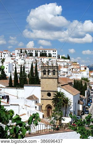 Ronda, Spain - May 13, 2008 - View Of Our Father Jesus Church In The Old Town Surrounded By White Bu