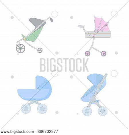 Baby Carriage Vector Flat Illustration On White Background