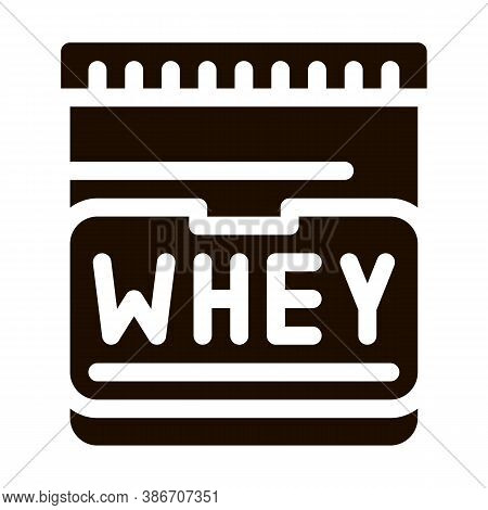 Whey Protein Container Sport Vector Icon. Creatine Powder Sport Nutrition For Sportsman Pictogram. D