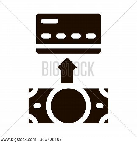 Putting Money Cash On Card Vector Icon. Online Money Transactions, Financial Internet Banking Paymen