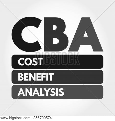 Cba - Cost-benefit Analysis Acronym, Business Concept Background