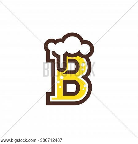 B For Beer Logo. Letter B, Beer, And Froth Above It