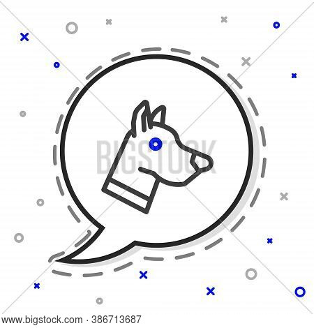 Line Dog Head Icon Isolated On White Background. Colorful Outline Concept. Vector