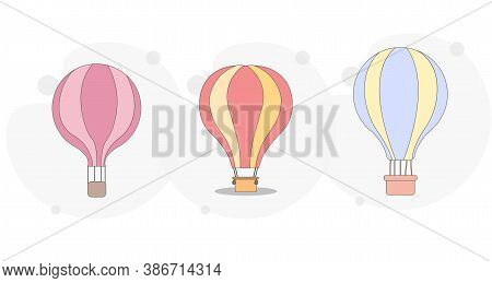 Hot Air Balloon Vector Flat Illustration On White Background