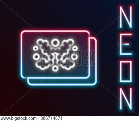 Glowing Neon Line Rorschach Test Icon Isolated On Black Background. Psycho Diagnostic Inkblot Test R