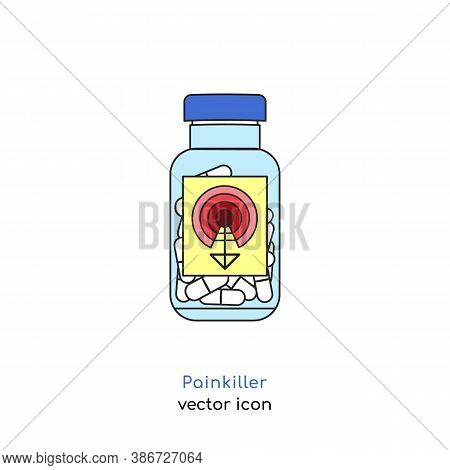 Painkiller Pills Sign. Analgetic Icon. Flu And Cold Treatment. Medicine Concept. Healthcare Design. 