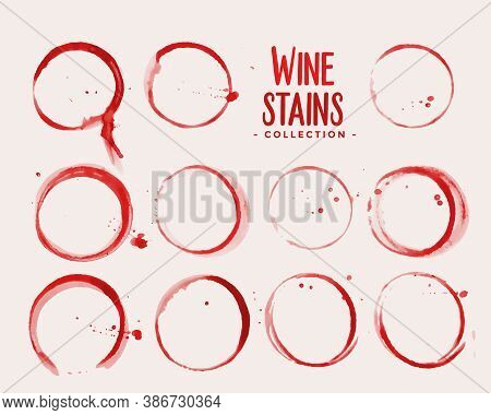 Wine Glass Stain Texture Set Vector Design Illustration