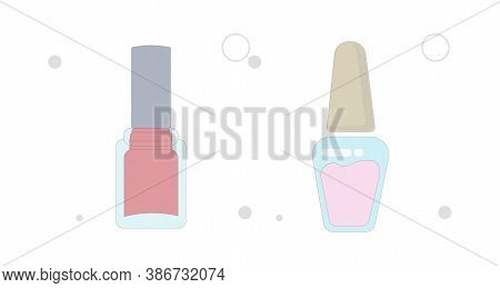 Nail Polish Vector Flat Illustration On White Background. Nail Polish Cosmetics Flat Icon