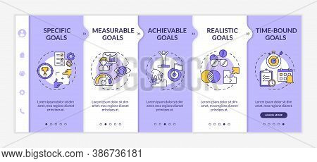 Smart Goals Definition Onboarding Vector Template. Communication Strategy. Specific Goals. Responsiv