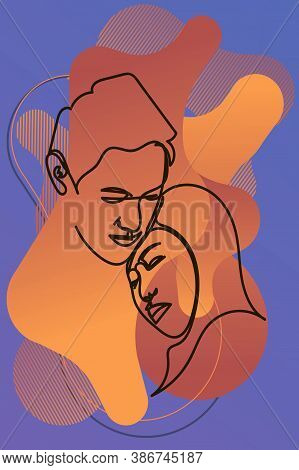 Abstract Male And Female Portraits Wall Art, Abstract Modern Painting Print. Contemporary Continuous