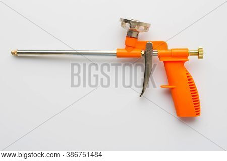 Mounting Foam Sprayer Gun Pistol Tool On White Background.