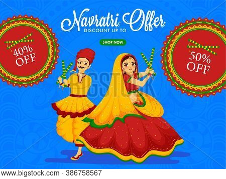 Great Discount Sale Banner, Poster, Web Header Design For Celebration Of Indian Festival Of Happy Na