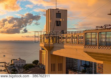 Sunset View From The Lacerda Elevator In The Historic Center Of Salvador, Bahia, Brazil