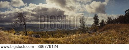 Autumn Windy Landscape - View Of Valley And Central Bohemian Highlands From Table Mountain Decinsky 