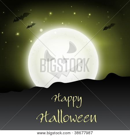 Strašidelné měsíc v noci Halloween. EPS 10.