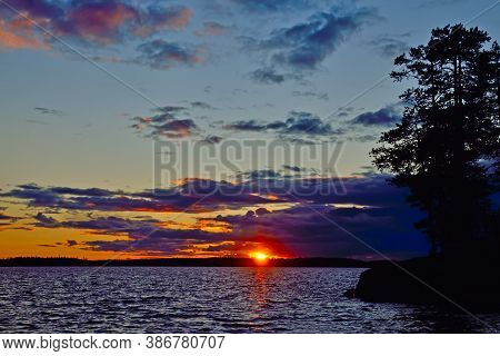 Last Ray Of The Sun On Lake Keret, Northern Karelia, Russia