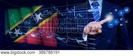 Businessman Touching Data Analytics Process System With Kpi Financial Charts, Dashboard Of Stock And