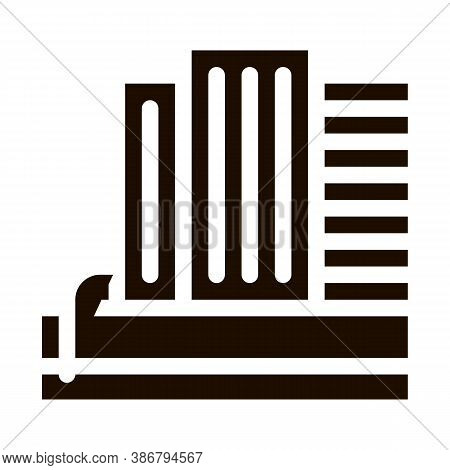Water Treatment Industrial Building Glyph Icon Sign . High Rise House, Water Treatment Pictogram. Re