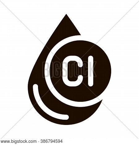 Clorum Liquid Drop Water Treatment Glyph Icon Sign . Water Treatment Pictogram. Recycling Environmen
