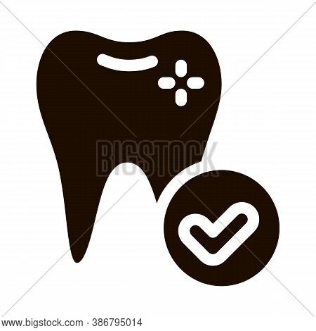 Dentist Stomatology Healthy Tooth Glyph Icon Sign . Health Tooth And Tool Device Pictogram. Chairsid