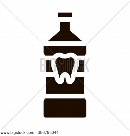 Stomatology Dentist Tooth Wash Vector Sign Icon. Tooth Wash Liquid, Instrument Tool And Device Picto