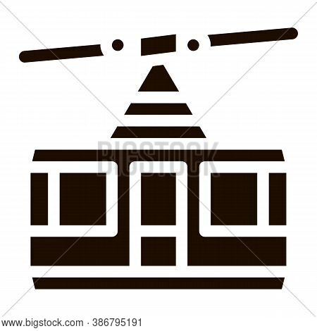 Public Transport Aerial Lift Vector Icon. Elevated Mountain Road Aerial Lift, Urban Passenger Transp