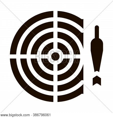 Interactive Kids Game Darts Vector Icon. Baby Pub Bar Play Game With Dart And Board Children Playing