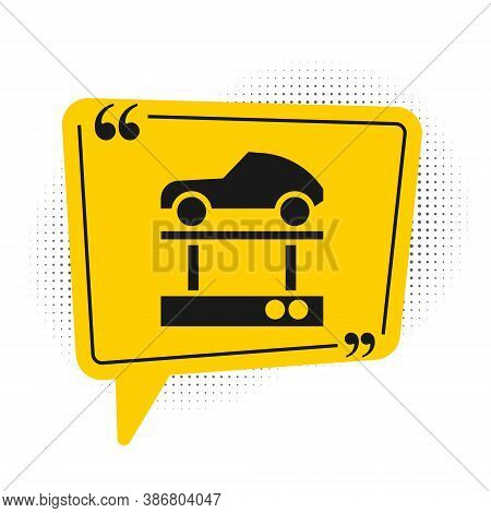 Black Repair Car On A Lift Icon Isolated On White Background. Repair Of The Underbody, Suspension, W