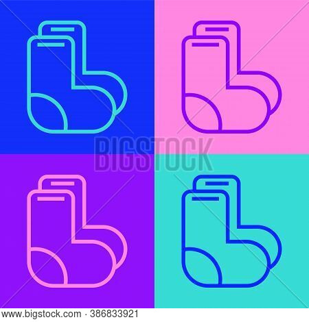 Pop Art Line Valenki Icon Isolated On Color Background. National Russian Winter Footwear. Traditiona