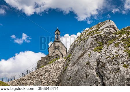 Hiking From The Mountain Station To The Top Of The Mountain Called Wendelstein In Bavaria, Germany A