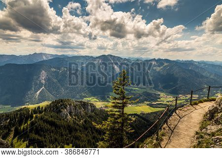 Hiking From The Mountain Station To The Top Of The Mountain Called Wendelstein In Bavaria, Germany A