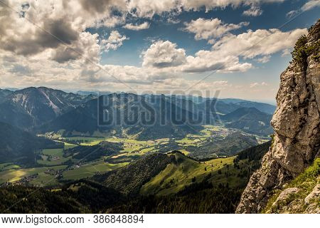 Hiking From The Mountain Station To The Top Of The Mountain Called Wendelstein In Bavaria, Germany A