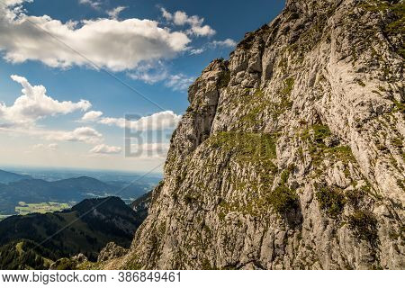 Hiking From The Mountain Station To The Top Of The Mountain Called Wendelstein In Bavaria, Germany A