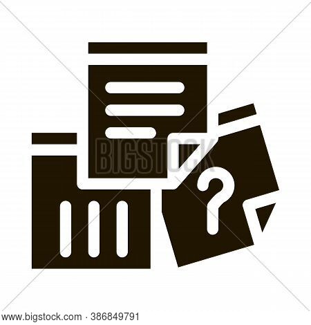 Paper Question And Exclamatory Sign Agile Glyph Icon . Agile Rocket And Document, Gear And Package, 