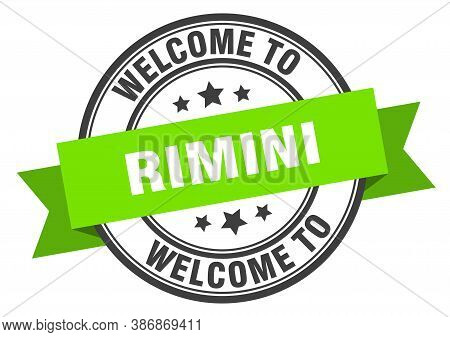 Rimini Stamp. Welcome To Rimini Green Sign