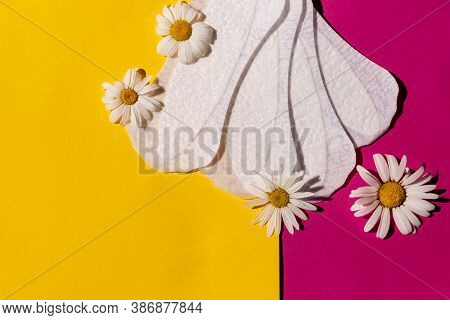 Woman Hygiene Protection Of Sanitary Pad On Bright Background, Woman Menstruation Cycle, Critical Da