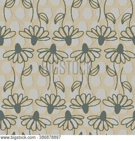 Golden Coneflower With Text Vector Repeat Pattern