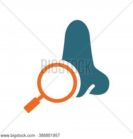 Nose With Magnifying Glass Colored Icon. Organ Research, Analyzes, Disease Prevention Symbol