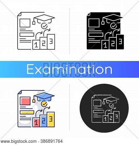 Placement Tests Icon. Qualifications Improving. Education Level. Examination Students. Professional 