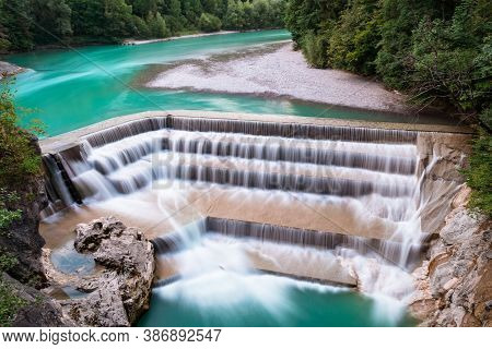 Lechfall Waterfall On Summer Day, Long Exposure