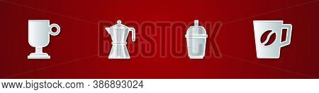 Set Irish Coffee, Coffee Moca Pot, Cup To Go And Icon. Vector