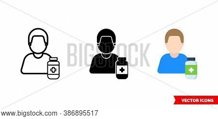 Pharmacist Druggist Icon Of 3 Types Color, Black And White, Outline. Isolated Vector Sign Symbol.