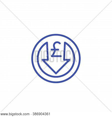 Reduce Costs Icon With Pound, Line, Eps 10 File, Easy To Edit