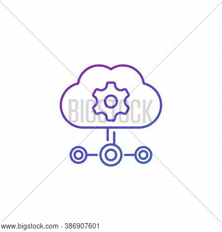 Edge Computing Technologies Line Icon With Cloud, Eps 10 File, Easy To Edit