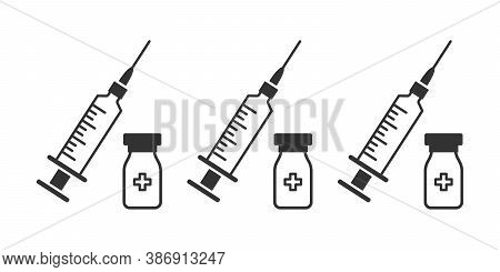 Vaccination Concept Linear Icons. Idea Of Vaccine Injection For Protection From Disease. Medical Tre