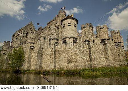 Ghent, Belgium.04 Mai 2016. Gravensteen (castle Of The Counts) In Ghent.