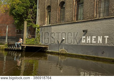 Ghent, Belgium.04 Mai 2016. Channel In Center Of Ghent.