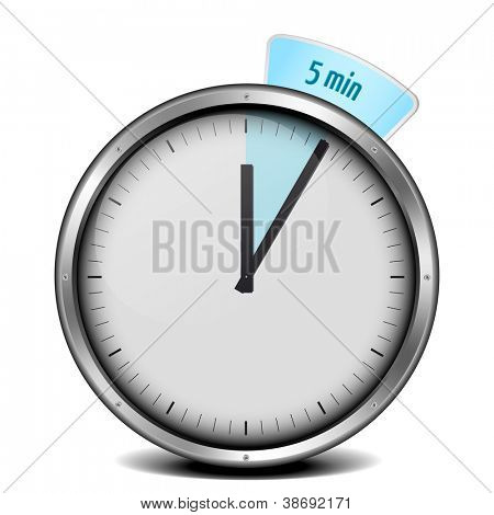 illustration af en metal indrammet 5 min. timer