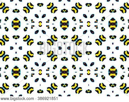 Pattern Leopard Seamless. Exotic Handdrawn Texture Design. Yellow, Black And White. Animal Decoratio